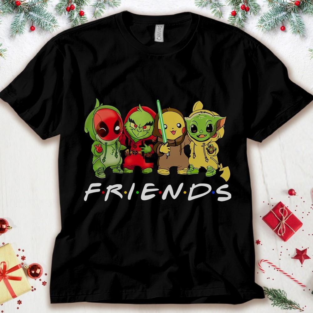 Baby Yoda and Deadpooll Costume Best Friends Unisex Tee Adult T-shirt Kid Shirt